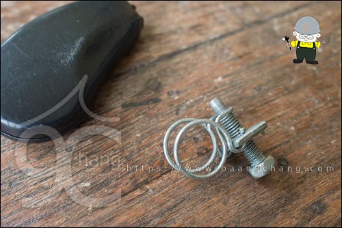 เลือกใช้ลวดจากแคล้มป์รัดท่อยาง เพราะเห็นว่าเส้นลวดใหญ่ดี