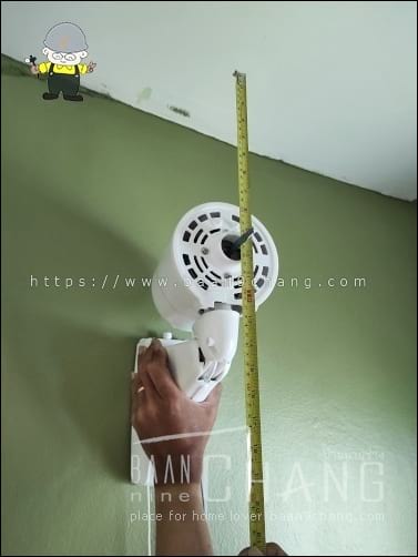 วัดจากแกนกลางใบพัดลม ขั้นไปเท่ากับรัศมีของตะแกรงใบพัด ที่เราวัดเอาไวแล้ว