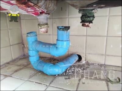 ถ้าจะทำท่อน้ำทิ้งใหม่ โดยใช้ท่อ pvc ฟ้าเหมือนเดิม การวางท่อ จะมีลักษณะที่ใกล้เคียงของเดิม และไม่เหมาะกับการใช้งานของบ้านนี้