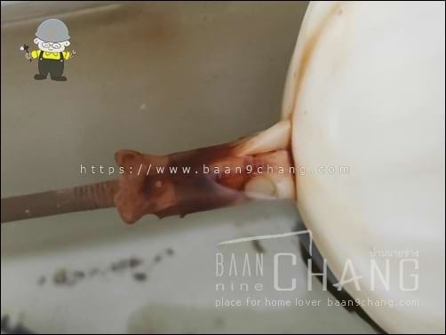 ตรงก้านลูกลอย มีสีของสนิมอย่างชัดเจน สีแบบนี้ แน่นอนที่สุดว่าต้องมาจากสนิมอย่างแน่นอน